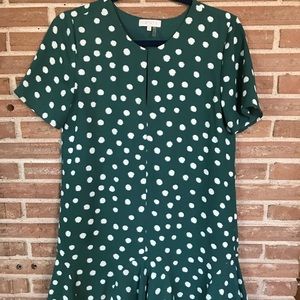 1. State hunter green polka dot dress. Size small